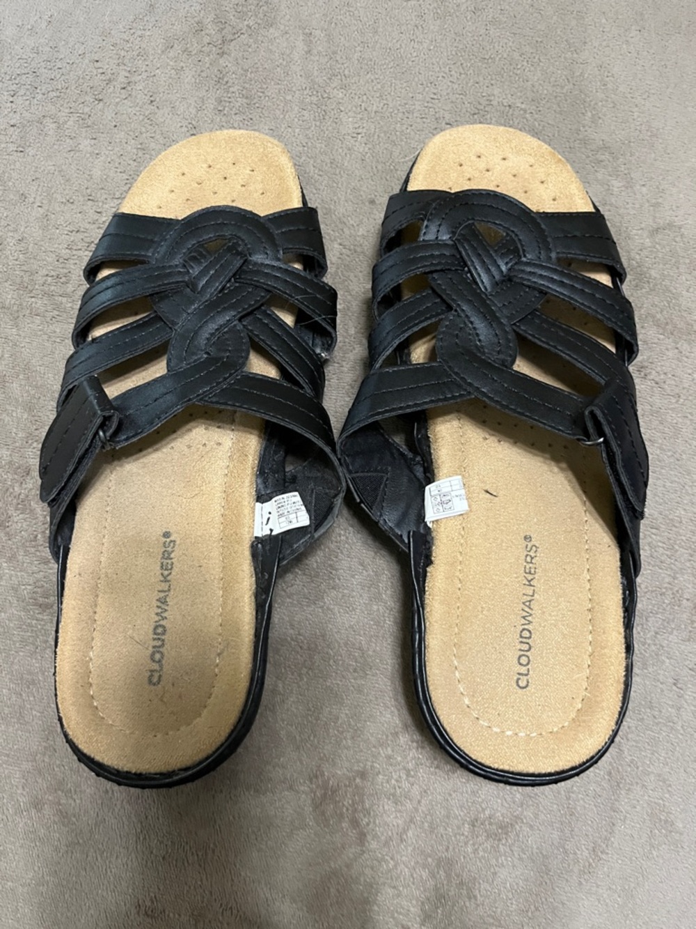 cloudwalkers Black Braided Slip-On Clog Mules size 12w